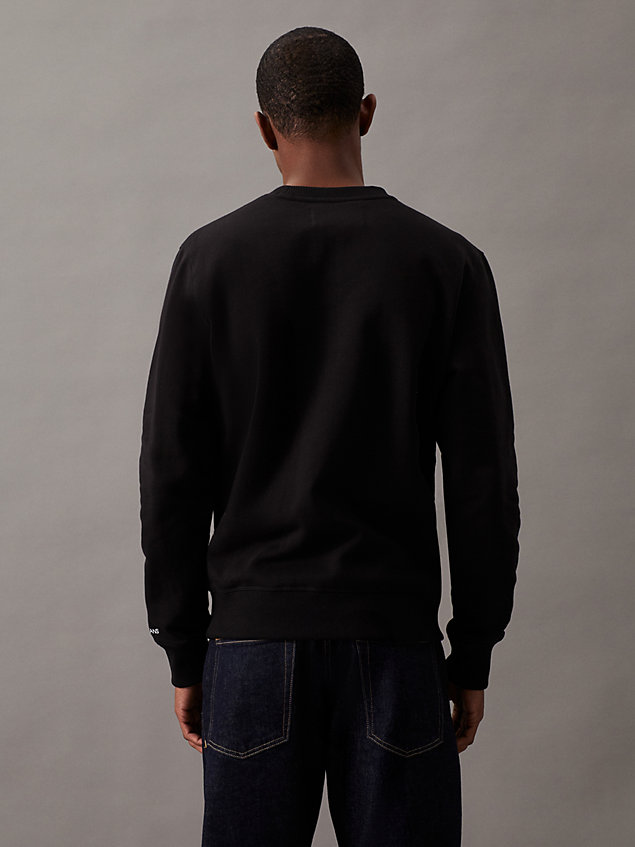 black cotton blend fleece sweatshirt for men calvin klein jeans