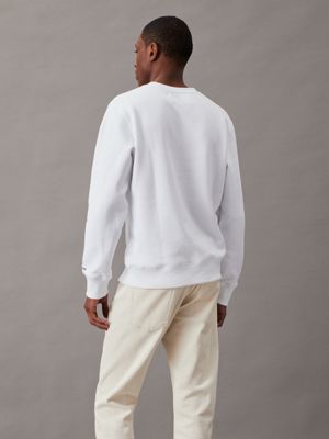 Calvin klein white sweatshirt hot sale mens