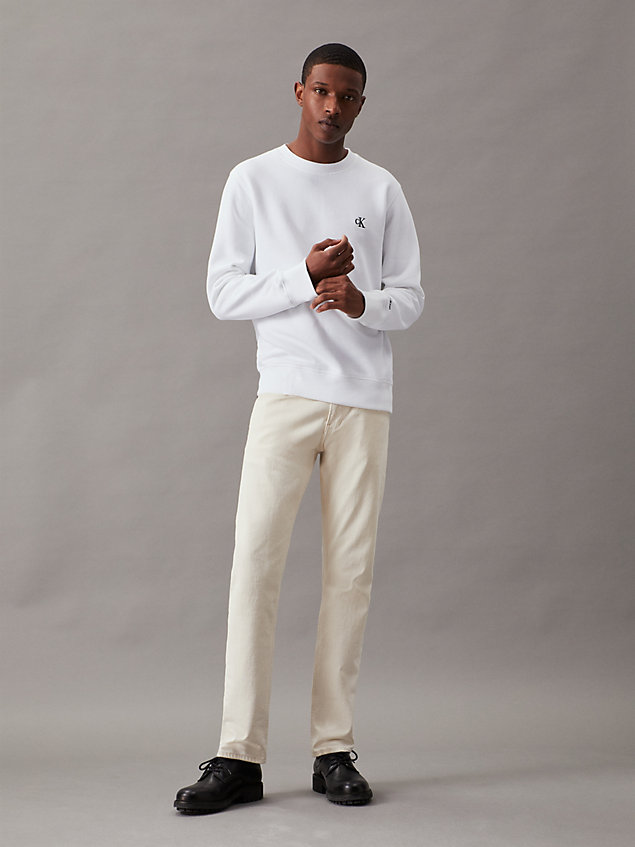 white bluza z polaru z mieszanki bawełny dla mężczyźni - calvin klein jeans