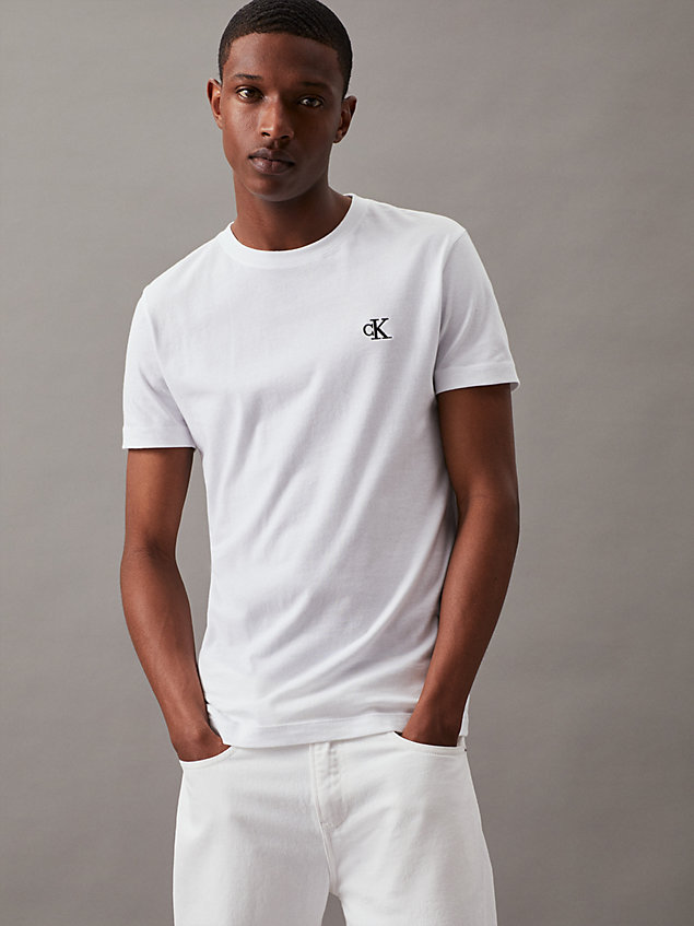 t-shirt in cotone biologico slim white da uomini calvin klein jeans