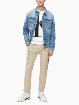 da045 mid blue slim denim jacket for men calvin klein jeans