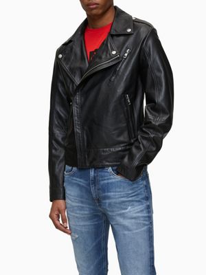 calvin klein leather jacket with hoodie