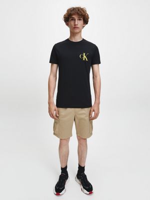 black slim t-shirt met logo van biologisch katoen voor heren - calvin klein jeans