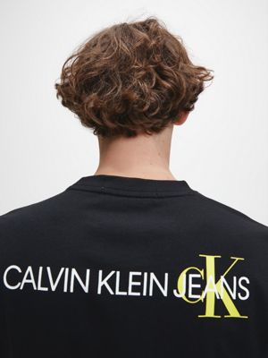 ck black slim t-shirt met logo van biologisch katoen voor heren - calvin klein jeans