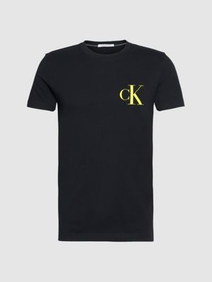 ck black slim t-shirt met logo van biologisch katoen voor heren - calvin klein jeans