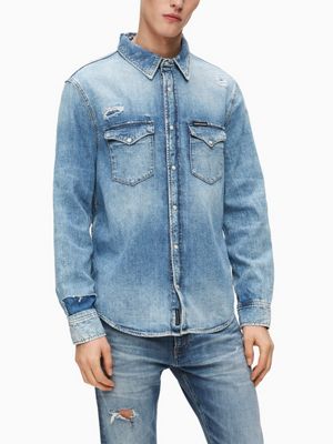 calvin klein men's denim shirt