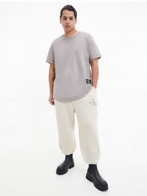PERFECT TAUPE Organic Cotton Badge T-shirt for men CALVIN KLEIN JEANS