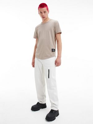 PERFECT TAUPE Organic Cotton Badge T-shirt for men CALVIN KLEIN JEANS