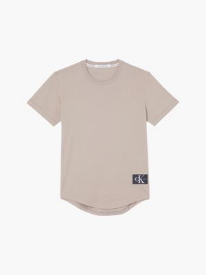 PERFECT TAUPE Organic Cotton Badge T-shirt for men CALVIN KLEIN JEANS