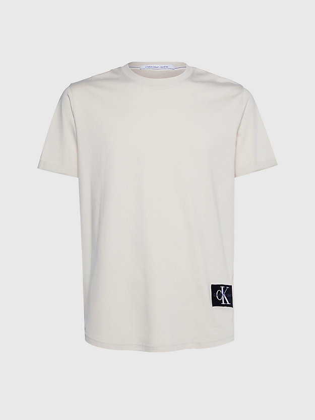 CLASSIC BEIGE Camiseta de algodón orgánico con insignia de hombre CALVIN KLEIN JEANS