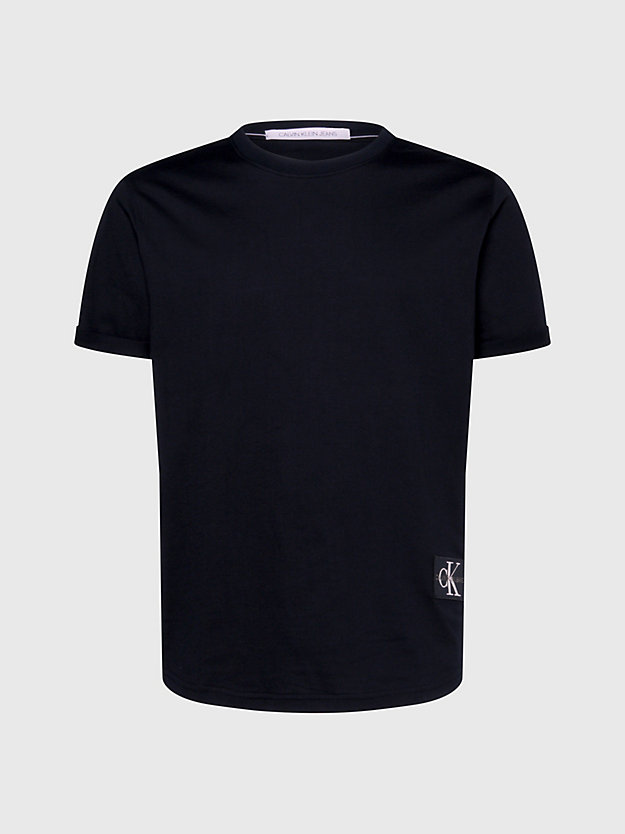 ck black organic cotton badge t-shirt for men calvin klein jeans