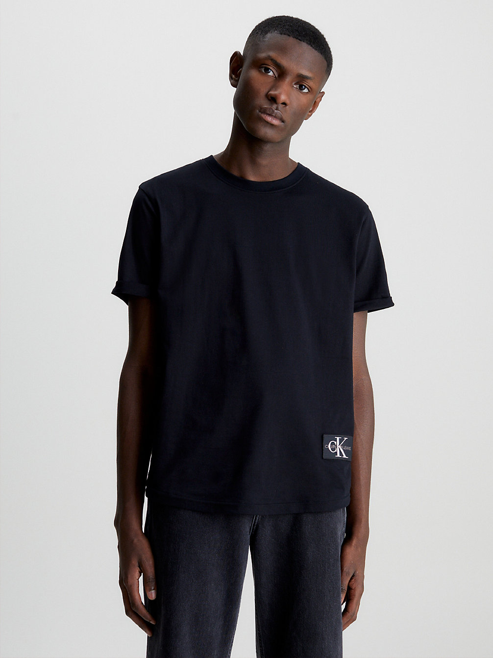 CK BLACK T-Shirt En Coton Bio Avec Insigne undefined hommes Calvin Klein