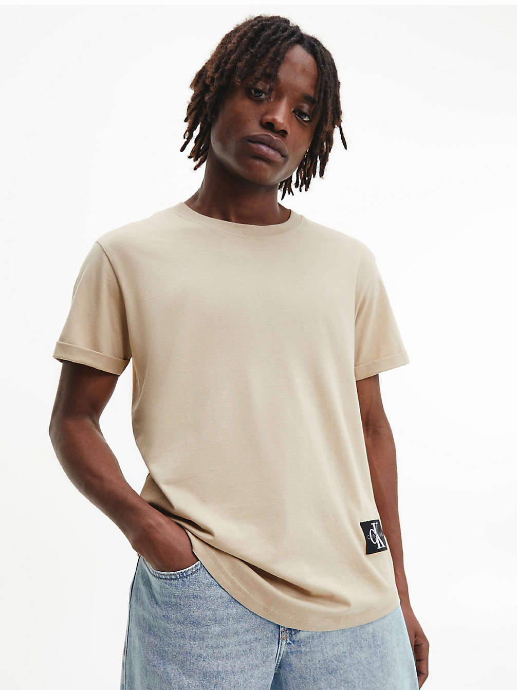 TRAVERTINE T-Shirt En Coton Bio Avec Insigne undefined hommes Calvin Klein