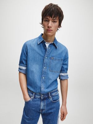 calvin klein men's denim shirt