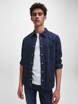 calvin klein black denim shirt