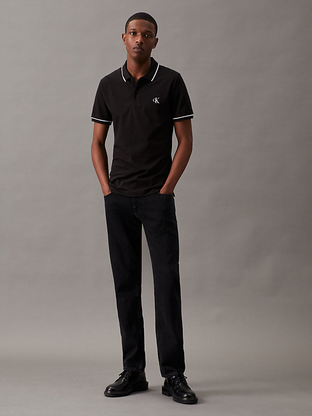 black wąska koszulka polo dla mężczyźni - calvin klein jeans