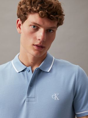 faded denim slim polo shirt for men calvin klein jeans