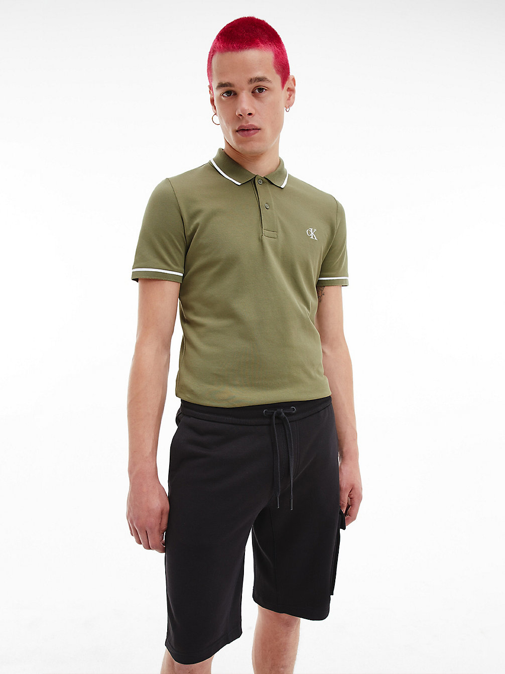 BURNT OLIVE Slim Polo Shirt undefined men Calvin Klein