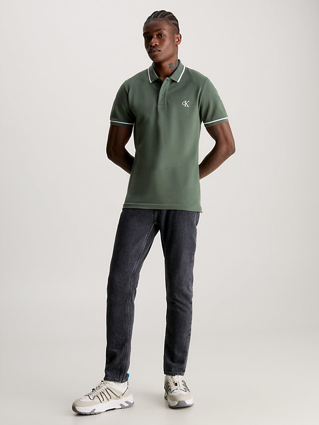 green wąska koszulka polo dla mężczyźni - calvin klein jeans