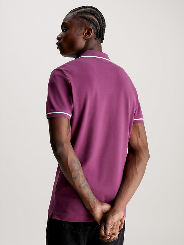 camicia slim taglio polo purple da uomo calvin klein jeans
