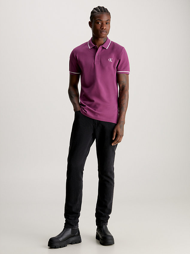 purple wąska koszulka polo dla mężczyźni - calvin klein jeans