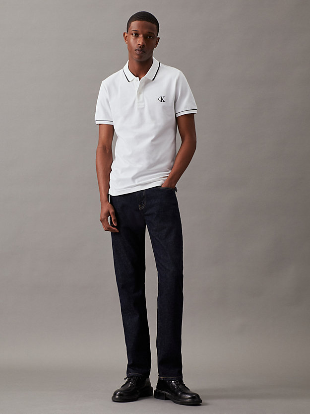 camisa tipo polo slim bright white de hombres calvin klein jeans