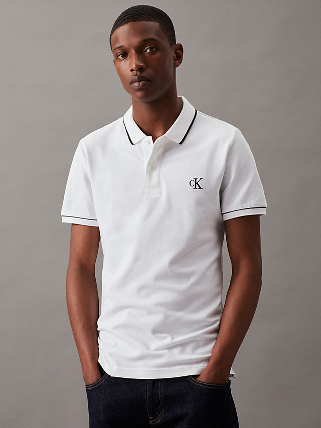 Bright White Slim Polo Shirt undefined men Calvin Klein