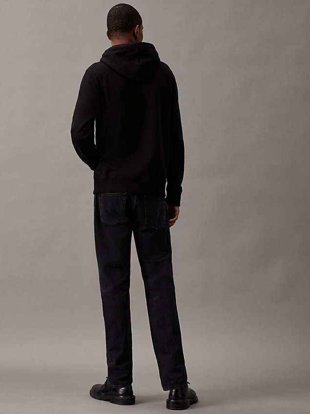black fleece-katoenmix hoodie voor heren - calvin klein jeans