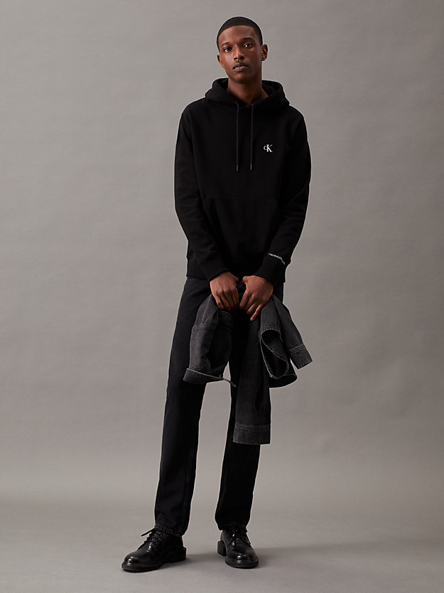 ck black cotton blend fleece hoodie for men calvin klein jeans