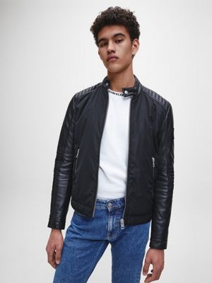 calvin klein black leather jacket