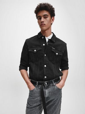 calvin klein black denim jacket mens