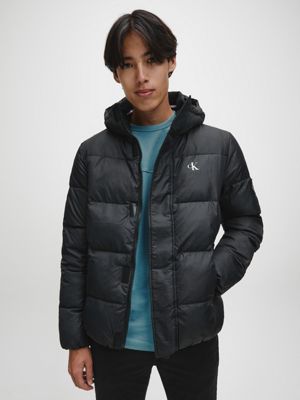 calvin klein men's hooded puffer jacket