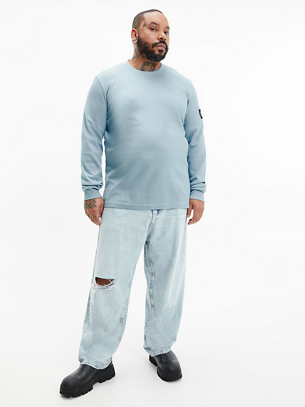 ICELAND BLUE Camiseta slim de manga larga con insignia de hombre CALVIN KLEIN JEANS