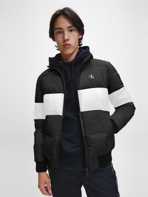 calvin klein performance colorblocked hooded down jacket