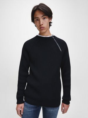 black zip neck jumper