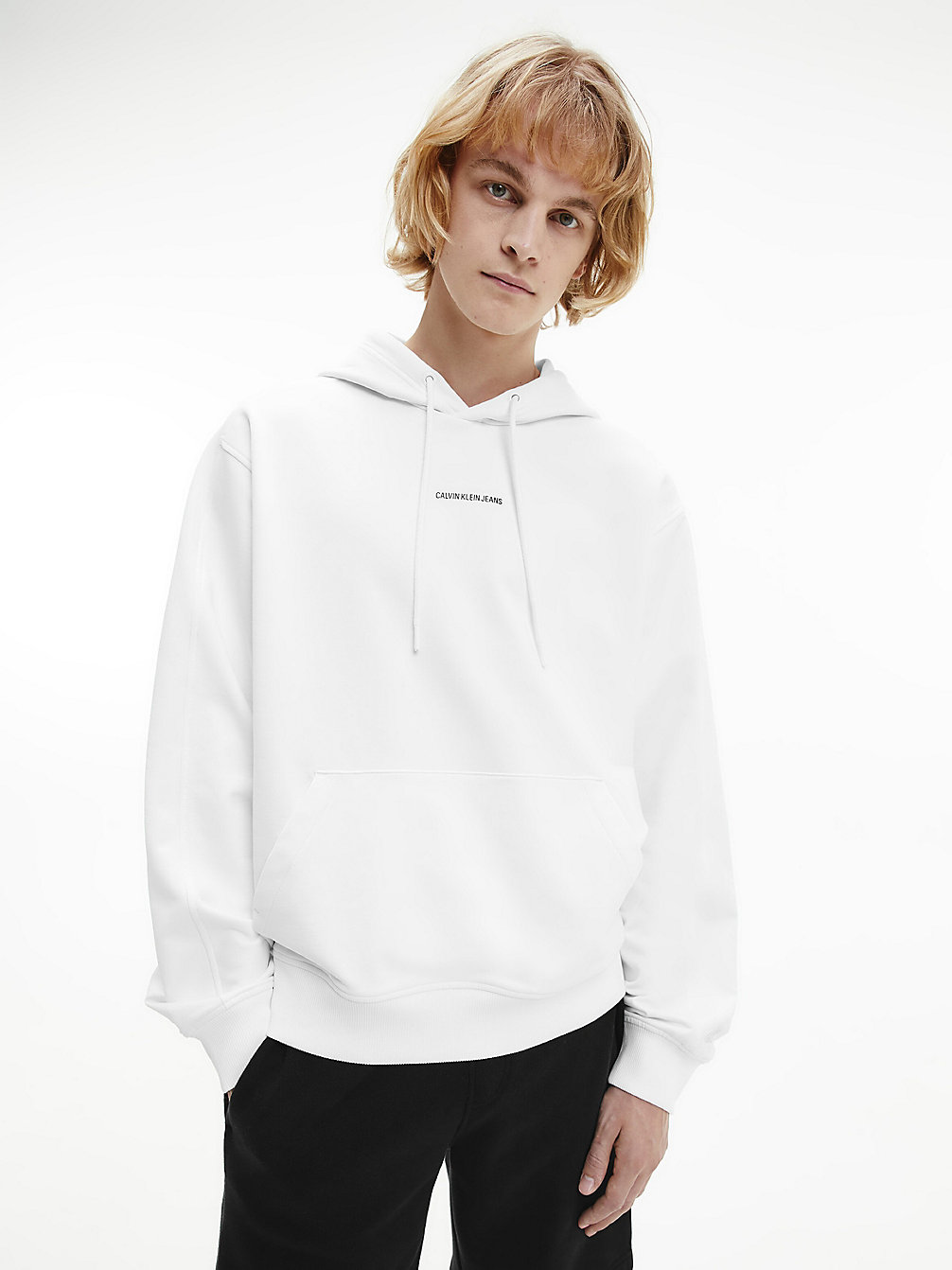 BRIGHT WHITE > Luźna Bluza Z Kapturem Z Logo > undefined Mężczyźni - Calvin Klein