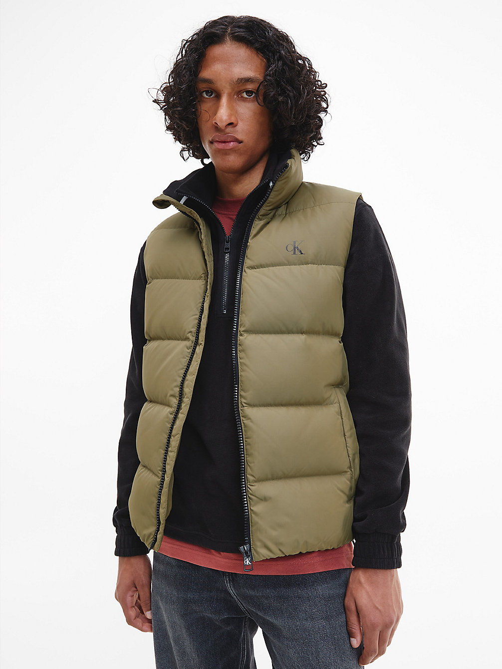 BURNT OLIVE Recycled Polyester Down Gilet undefined men Calvin Klein
