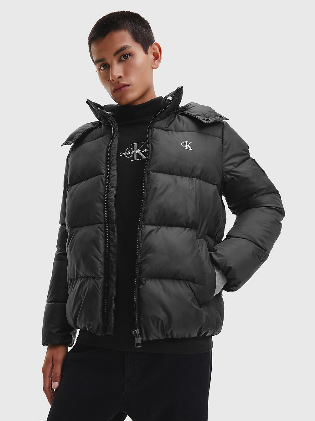 CK BLACK Recycled Polyester Puffer Jacket undefined men Calvin Klein