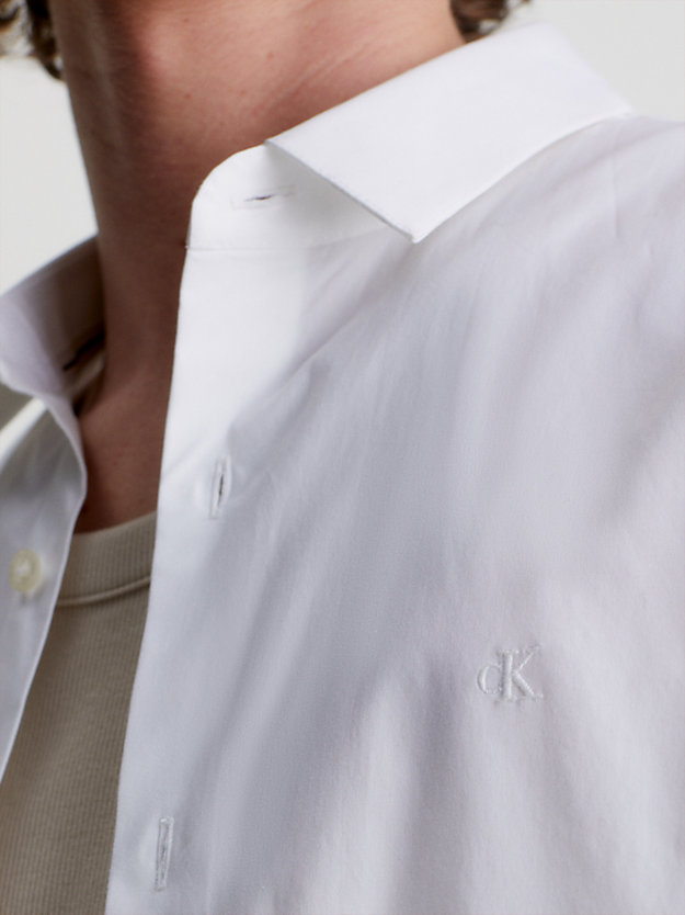 BRIGHT WHITE Slim Stretch Cotton Shirt for men CALVIN KLEIN JEANS