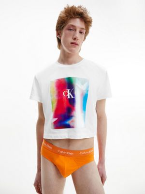 Calvin Klein Pride Colours Crew-Neck Organic Cotton Stretch T-Shirt, White  | centenariocat.upeu.edu.pe