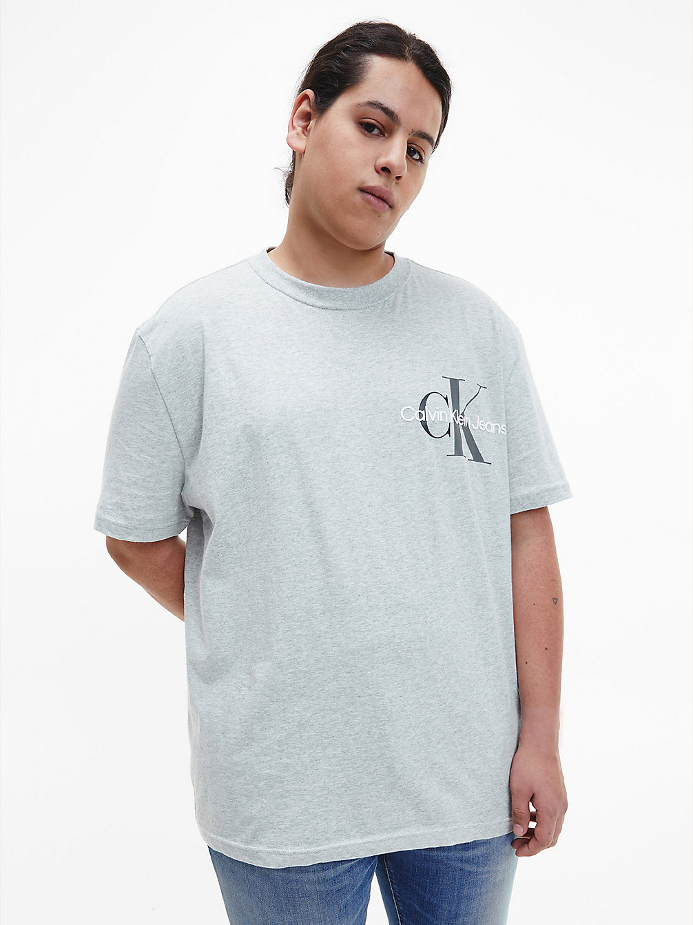 LIGHT GREY HEATHER Monogramm-T-Shirt In Großen Größen undefined Herren Calvin Klein