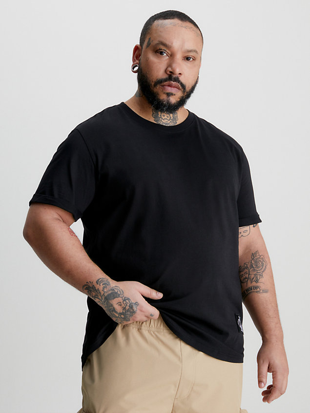 camiseta de talla grande con insignia con el monograma black de hombre calvin klein jeans