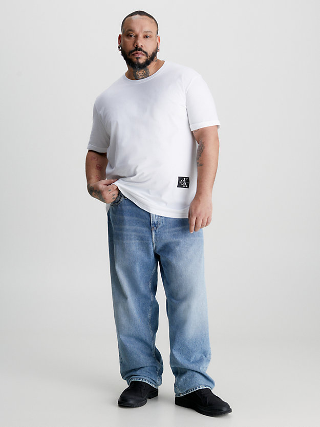 BRIGHT WHITE Monogramm-Badge-T-Shirt in großen Größen für Herren CALVIN KLEIN JEANS