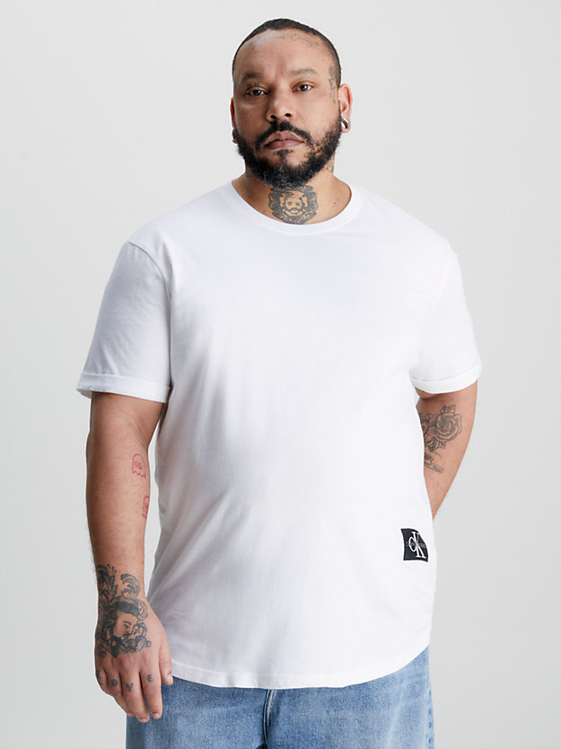 BRIGHT WHITE Camiseta de talla grande con insignia con el monograma de hombre CALVIN KLEIN JEANS