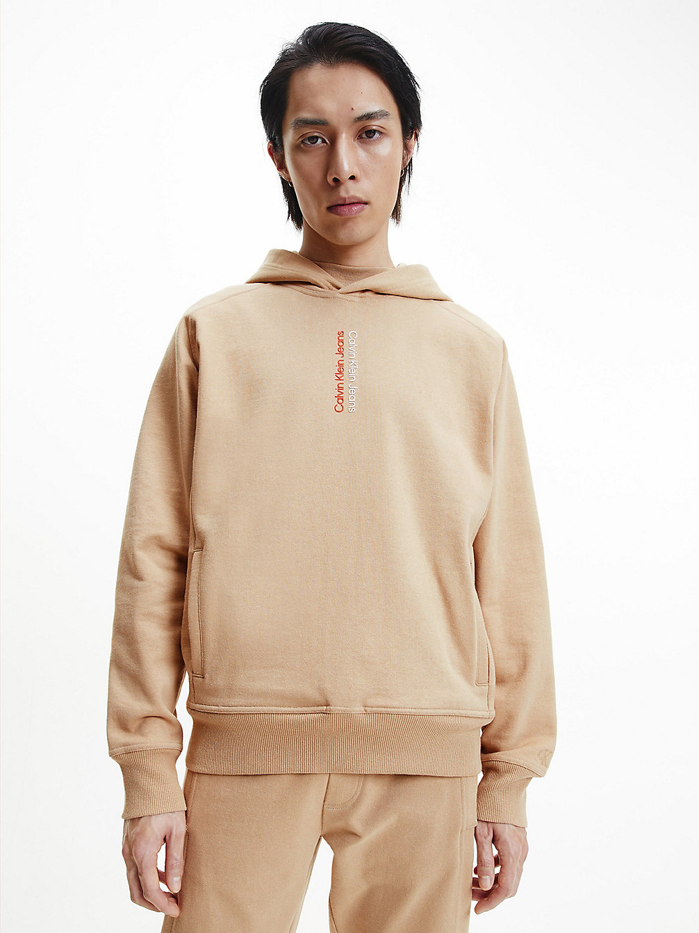 TAWNY SAND Recycled Cotton Hoodie undefined men Calvin Klein