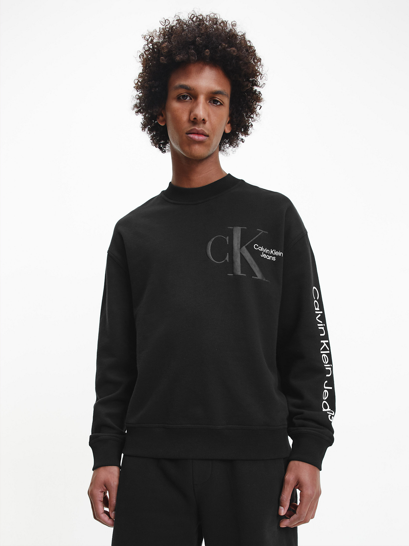 CK Black Relaxed Monogram Sweatshirt undefined men Calvin Klein