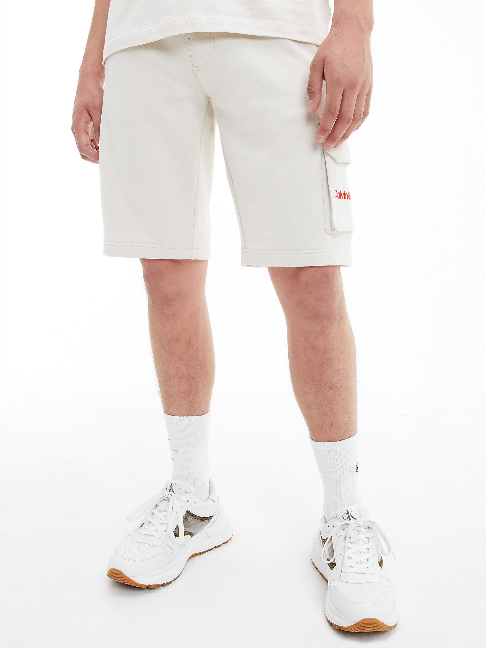 Eggshell Cargo Jogger Shorts undefined men Calvin Klein