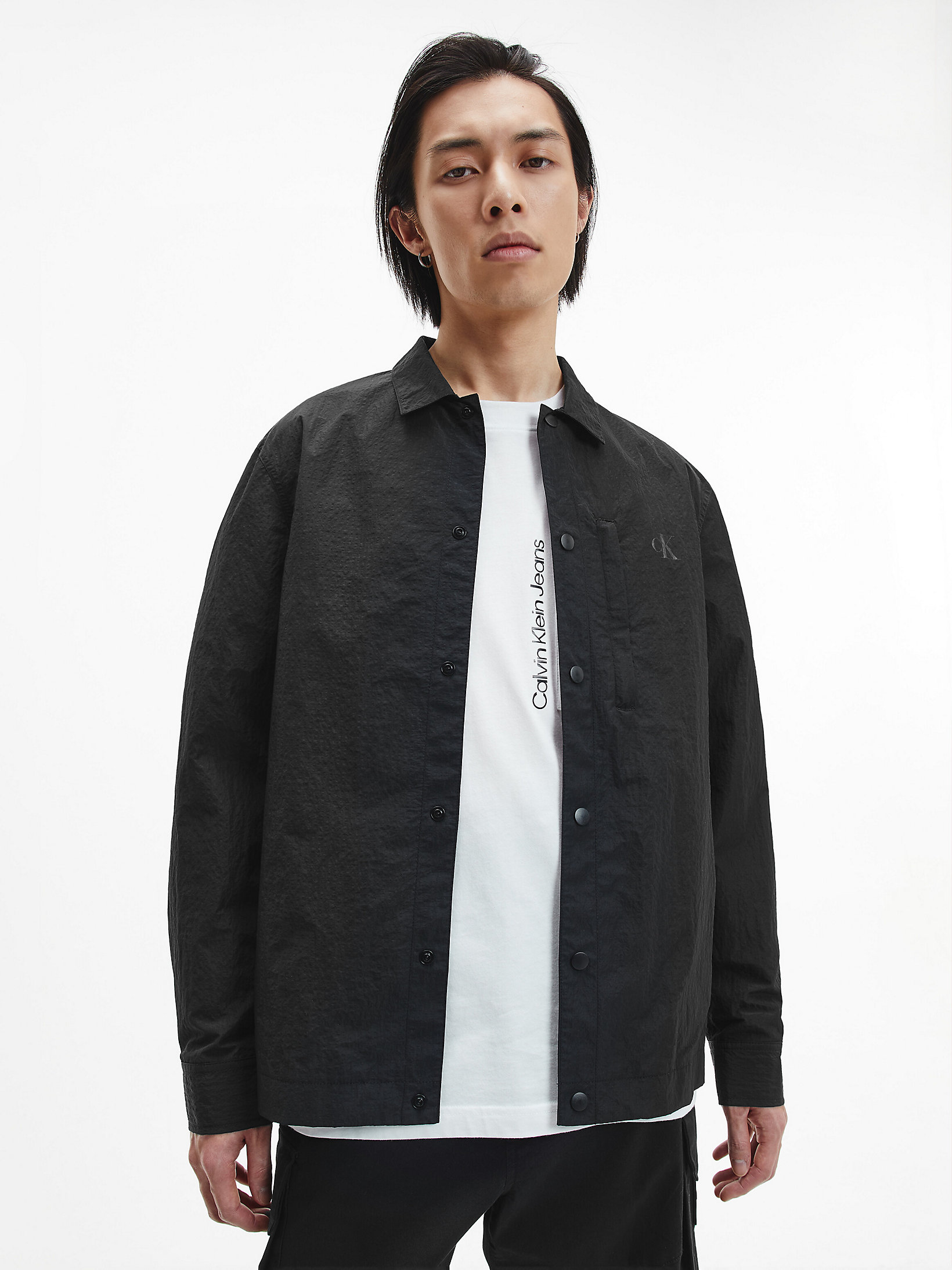CK Black Recycled Nylon Shirt Jacket undefined men Calvin Klein