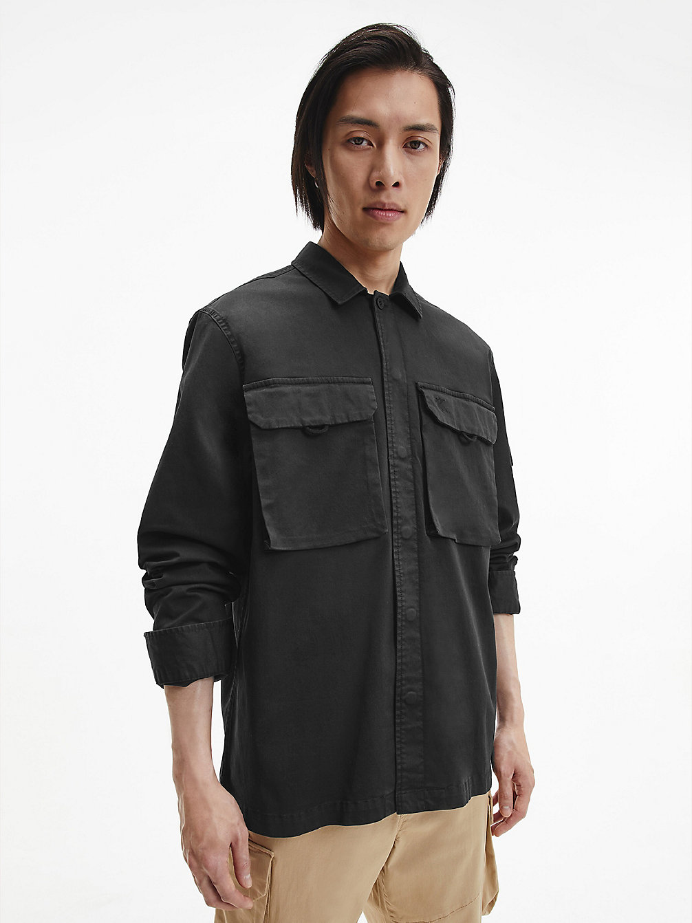 CK BLACK Relaxed Cotton Twill Utility Shirt undefined men Calvin Klein
