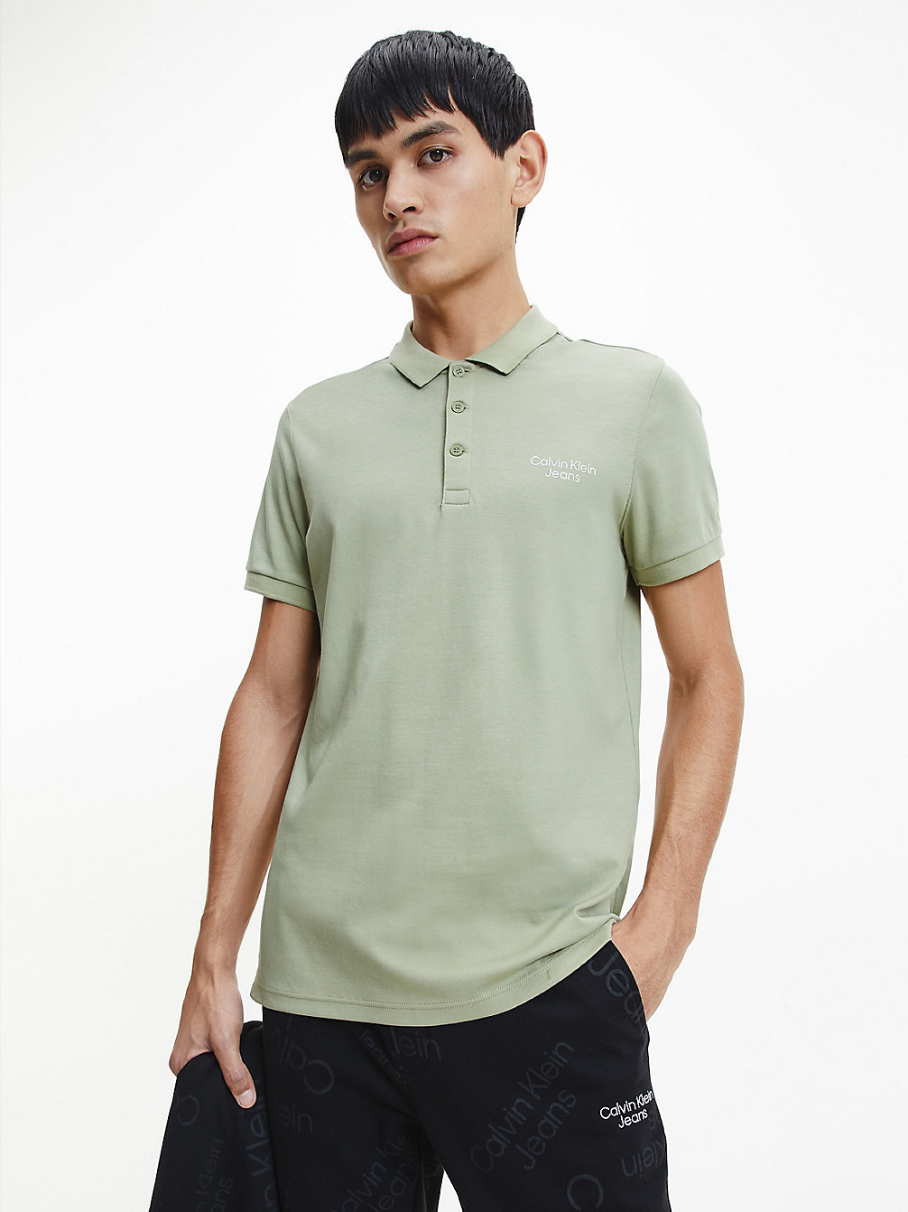 FADED OLIVE Slim Polo Shirt undefined men Calvin Klein